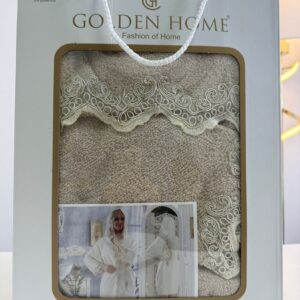 طقم روب حمام دانتيل ذهبي